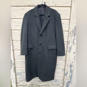 London Fog 100% Wool Men’s Winter Trench Career Business Overcoat Car Coat 44Reg